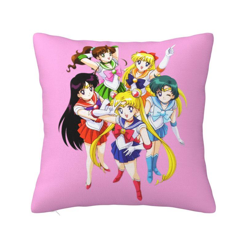 Japanese Shojo Manga Sailor Cushion Covers Anime Moon Girl Velvet Nordic Throw Pillow Living Room Decoration 30x30cm 12x12in