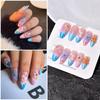 24-Piece French 3D Flower Nail Art Set: Handmade Almond-Shaped Wearable Nails with Removable Glued Design.