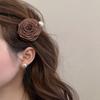 Hairpin Dry Rose Flower Decor Hair Clip with Imitation Pearls Half-Tie Hair Side-swept Hair Claw Vintage Style Hair Accessory