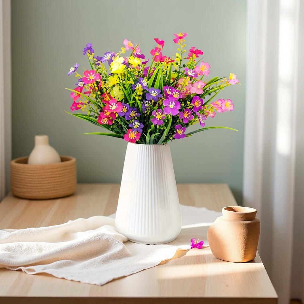 12PCS Artificial Daisy Flowers, Plastic Fake Flowers for Home Indoor Outside Garden Patio Window Porch Farmhouse Decor, Outside