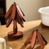 Wooden Non-Slip Cup Coaster Set Creative Christmas Tree Shaped Trivet Insulation Coaster 4pcs Foldable Kitchen Placemat