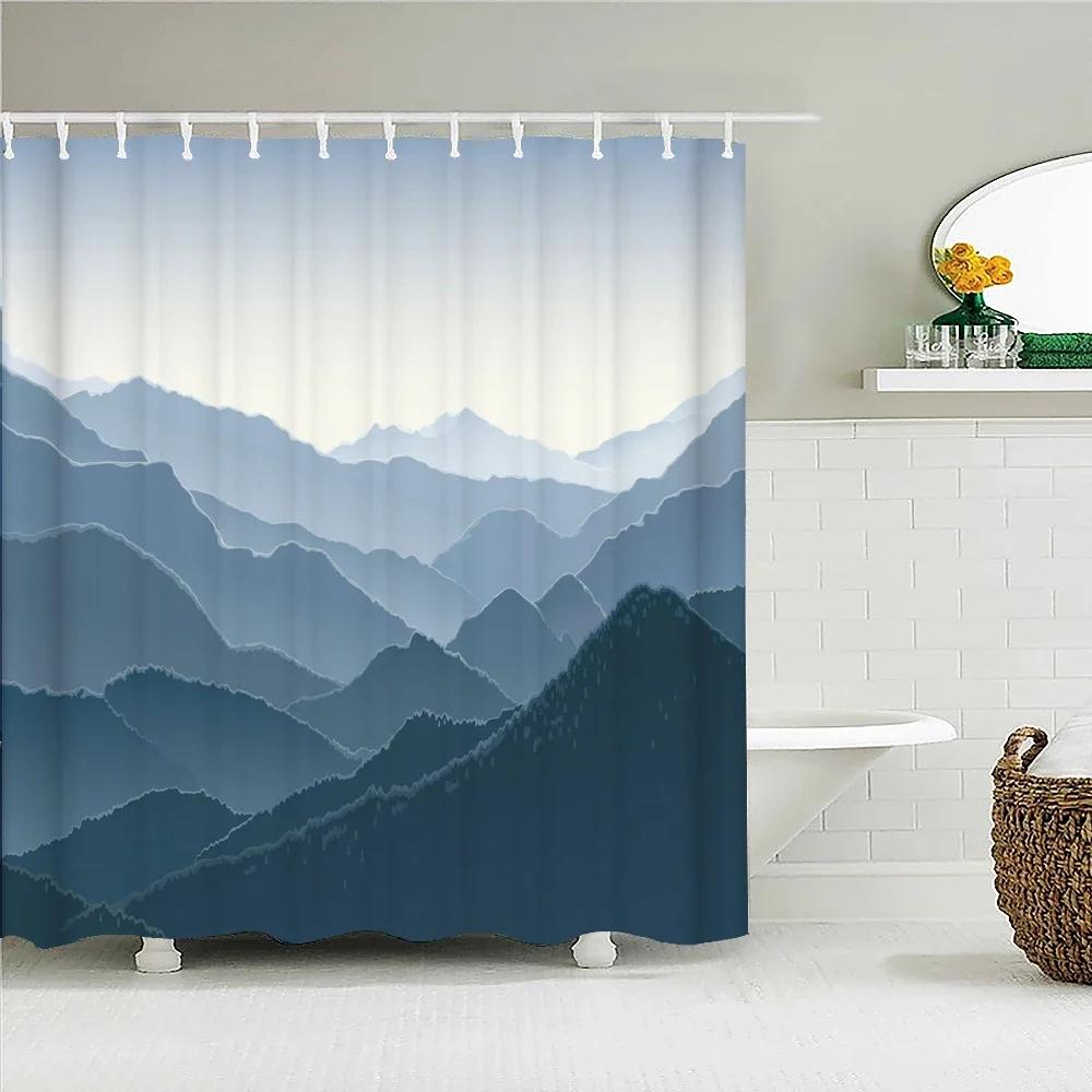 Winter Forest Shower Curtains Snow-covered Pine Alpine Peaks Idyllic Early Morning Scenery Seasonal Christmas Elk Bathroom Decor
