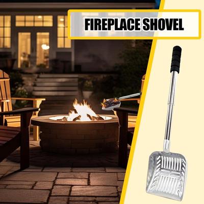 Metal Fireplace Ash Shovel Hollow Out Wood Stove Ash Sifter Iron Coal Shovel Fire Pit Tools for Fireplaces Outdoor BBQ Grills