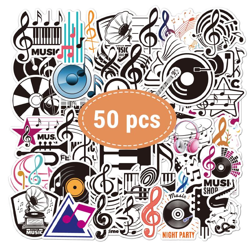 High-Quality 50Pcs High-Quality Music High-Quality Stickers High-Quality Waterproof High-Quality Vinyl High-Quality Music High-Quality Scrapbook