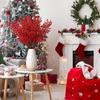 2Pcs Artificial Red Berry Bouquet Stem Fake Plant for Christmas Tree Decoration Home Decor New Year Gift Navidad Party Supplies