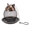Hanging Bird Feeder for Outdoor Iron Squirrel Proof Retro Cat Shaped Metal Mesh Wild Bird Feeder for Garden Decor