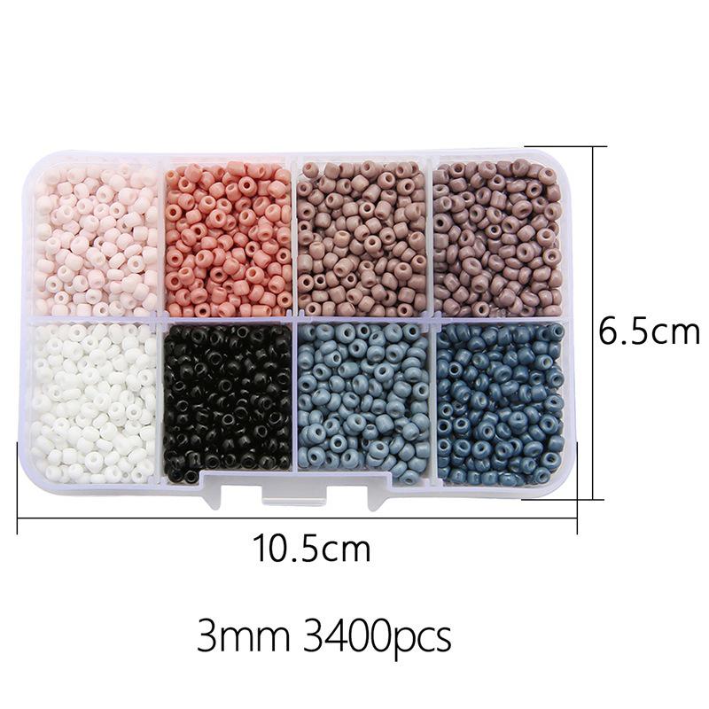8-Compartment 3mm Solid Color Seed Bead Pack for DIY Letter Bracelets and Jewelry Making