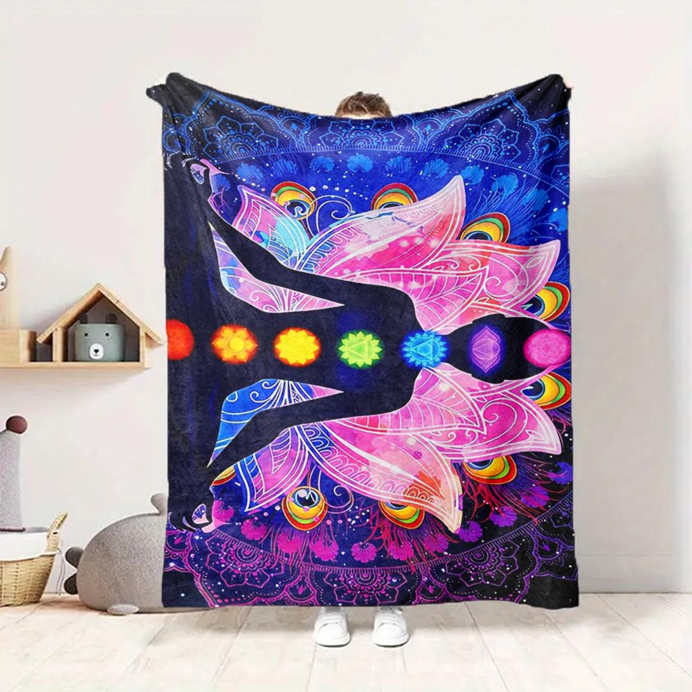 Chakra Balance Flannel Blanket Throw Blanket Soft Warm Sofa Bed Camping Car home Decor Unique Christmas Gift C9302364