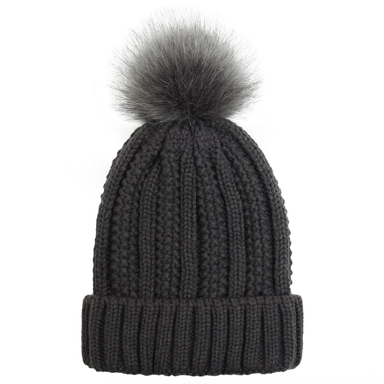 Fashion Solid Color Knitted Hat Pompom Thick Casual Simple Fall Winter All-match