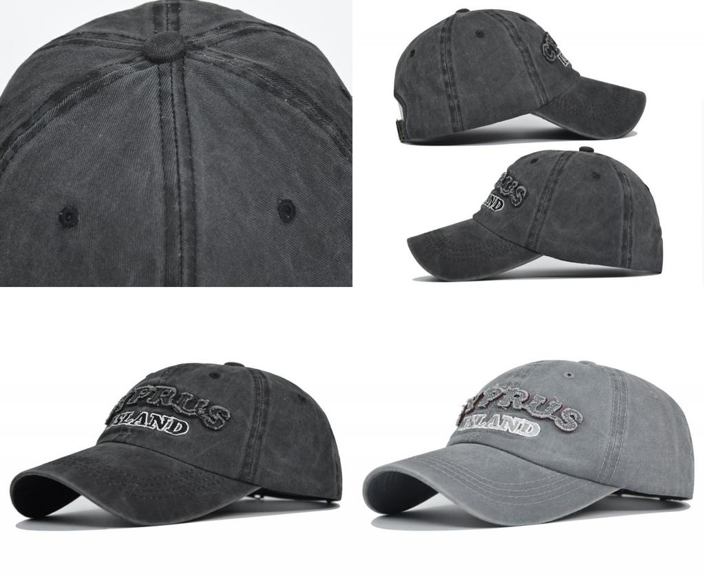 Retro Faded Baseball Cap Cyprus Letter Embroidery Washed Canvas Duckbill Hat Sun Protection Men Women Cap