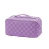 Travel Cosmetic Bag Waterproof Large Capacity Checkered Makeup Bag Open Flat Toiletry Bag for Women Skincare Brushes