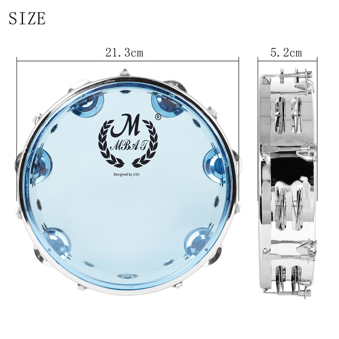 Meibeite 8 & 10 Double Row Hand-Crank Tambourine for Student & Children s Performances