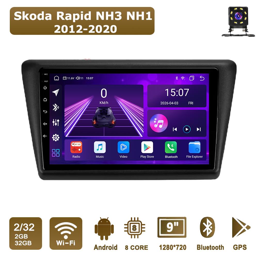 

Android Car-Play Car Radio For Skoda Rapid NH3 NH1 2012-2020 Multimedia Player Head Unit Stereo GPS Navigation BT WIFI,8 CORE ,2+32GB чорний