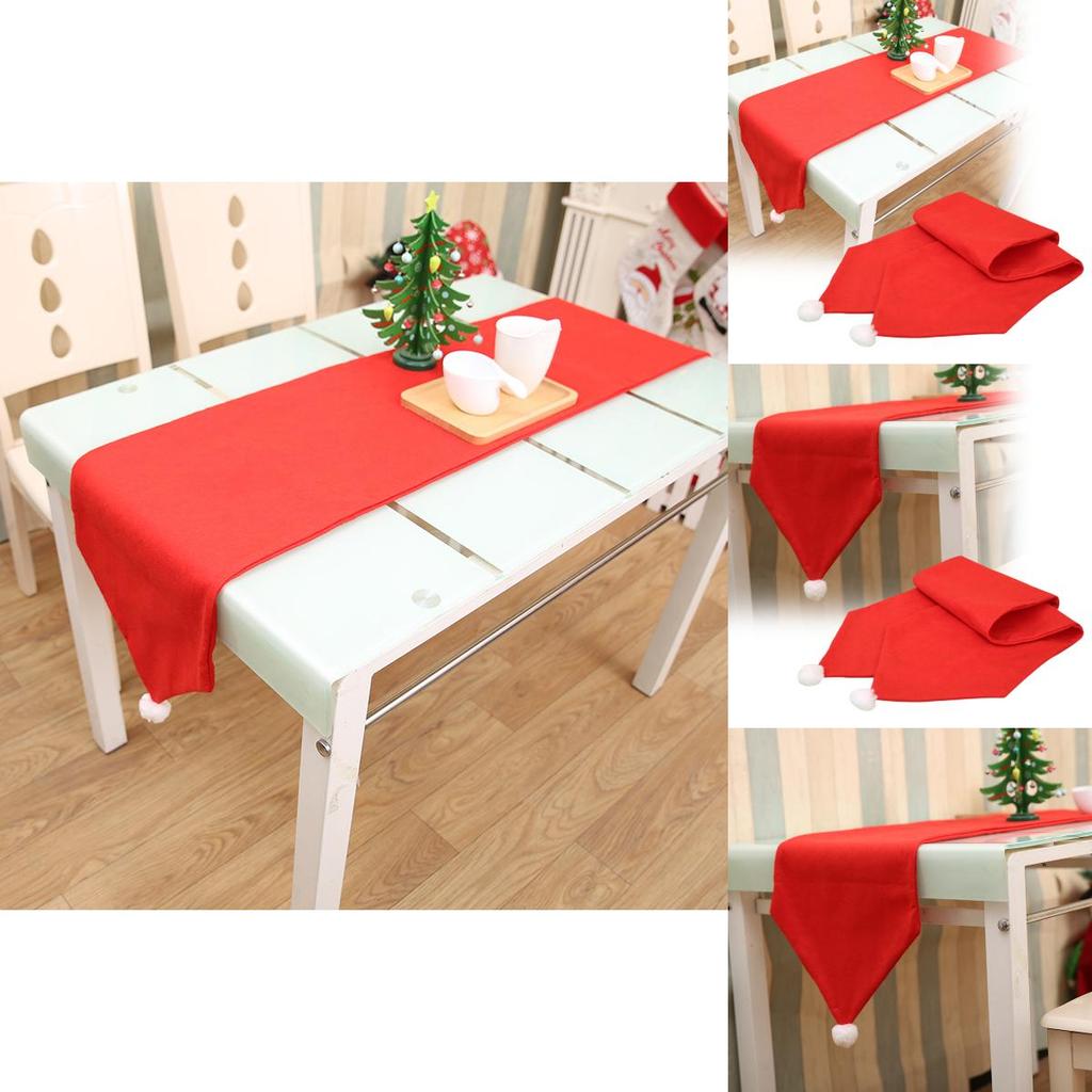 Vibrant Red Christmas Table Runner Christmas Decoration Nonwoven Fabric Tablecloth