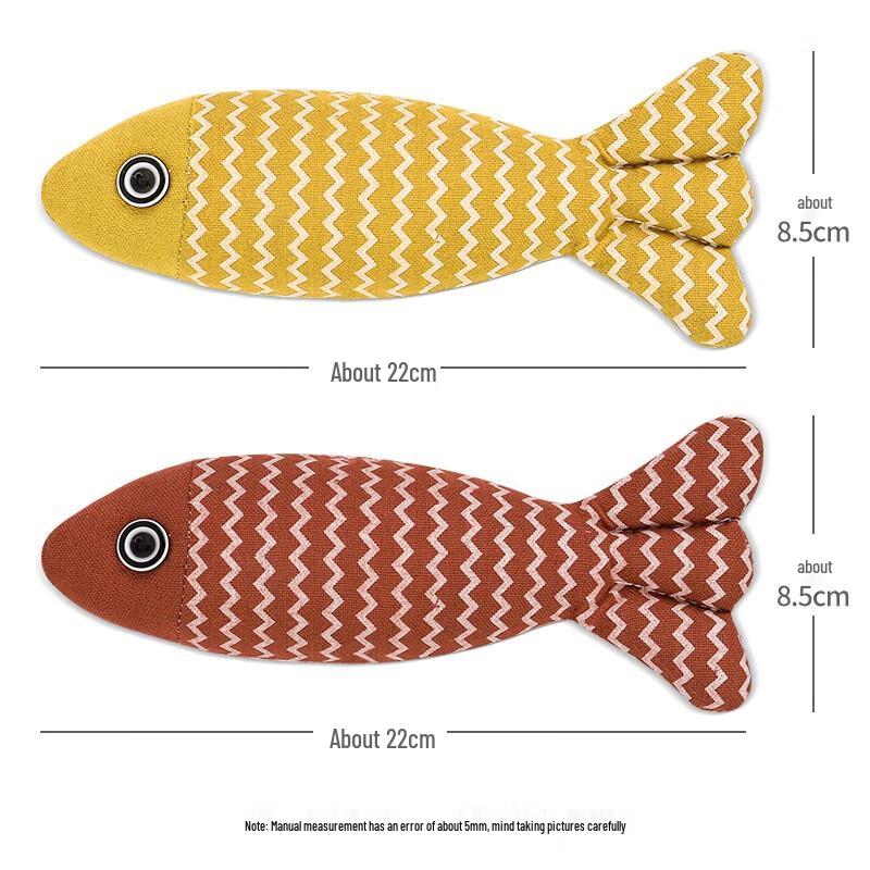 Qio Linen Fish Cat Teaser Toy Set