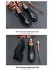 Men's Black British-Style Retro Height-Boosting Leather Shoes - Casual, Low-Top, Wear-Resistant, All-Season