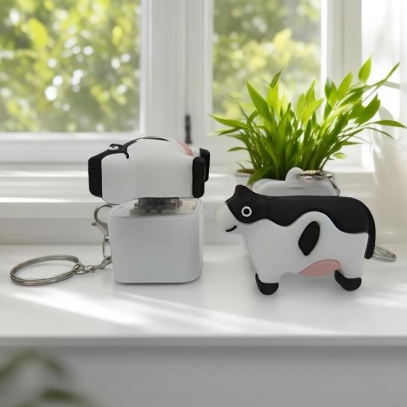 Creative Cow Button Fidget Toy Keychain with LED & Sound Anti Anxiety Stress Reliever for Home Office Travel Use