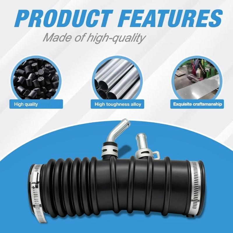 Air Intake Hose Assembly, Corrugated Rubber Hose with Metal Fittings and Clamps 1657788G00 16577-88G00 for D21 Pickup 2WD 3.0L Engine Intake System