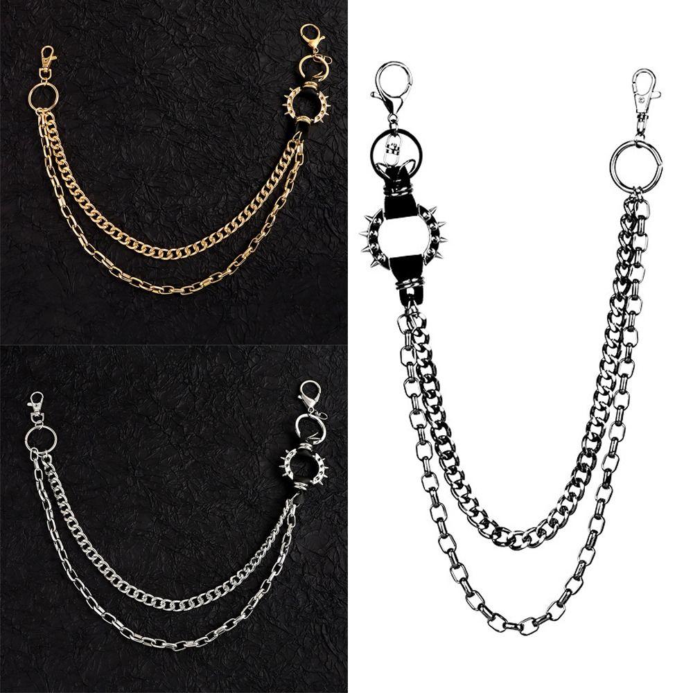 Lanț hiphop în talie în straturi, pantaloni, brelocuri gotice, lanț pentru pantaloni retro, pentru Egirl eBoy