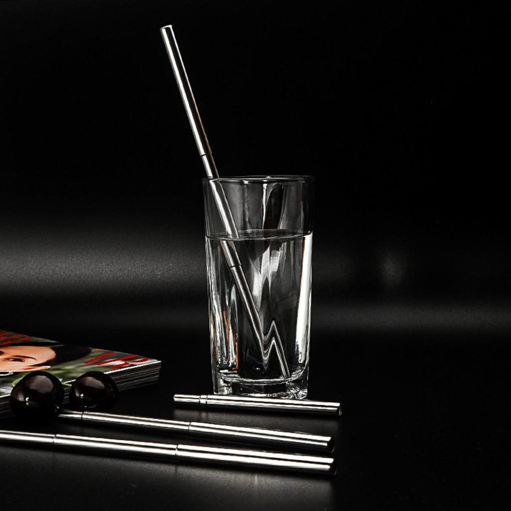 Stainless Steel Drinking Straw Outdoor Portable Reusable Tableware Shrink Straw Bubble Tea Coffee Telescopic Straws