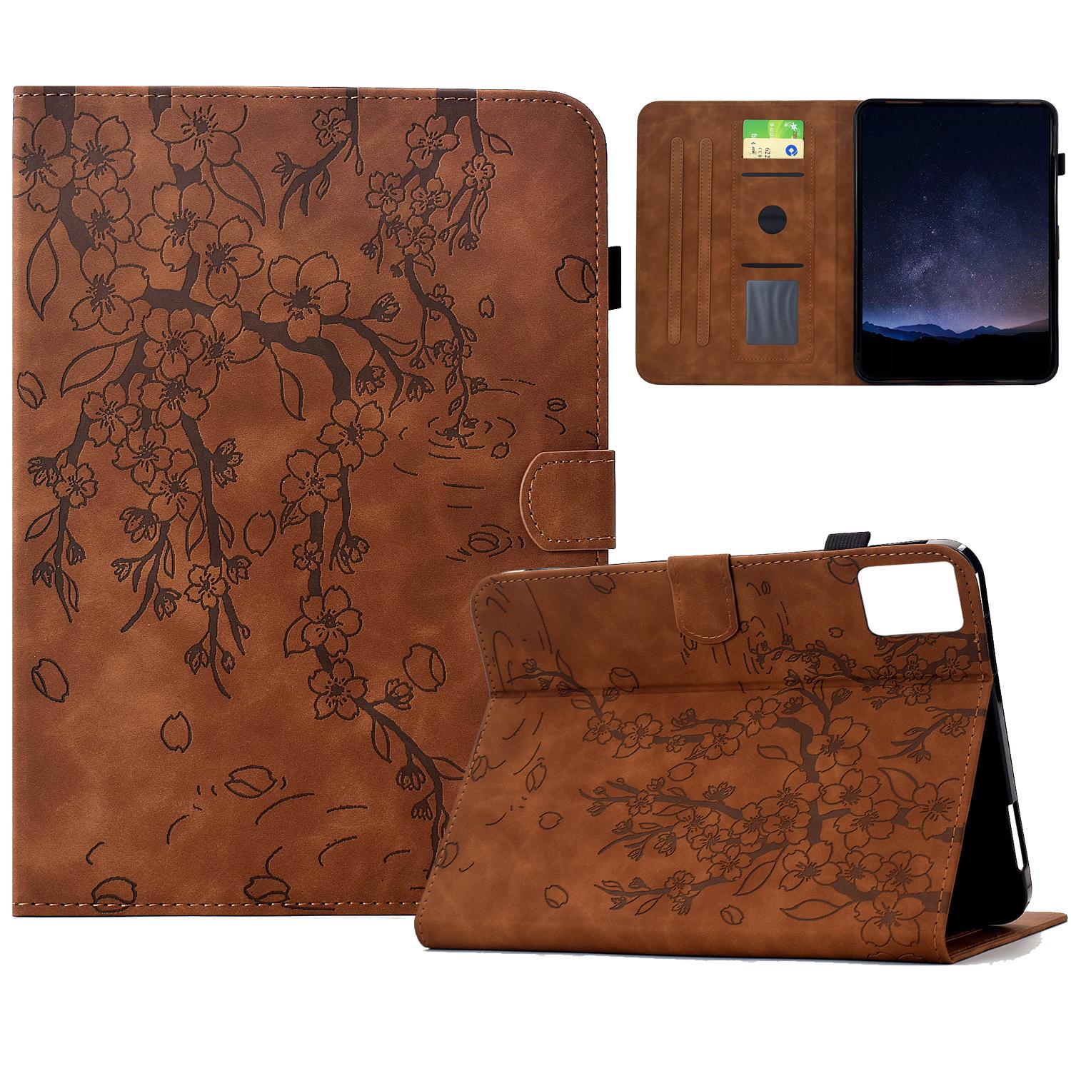 

For Lenovo Tab M9 Case Imprinted Plum Blossom Stand Card Slots Leather Tablet Cover with Auto Sleep/Wake