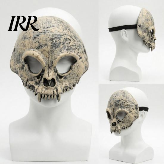 Masque Crâne Durable Halloween Masque Demi-Visage, Horreur avec Sangle Réglable, Mascarade Effrayante pour Hommes Adultes, Accessoires de Fête Déguisement Cosplay Œil Creux