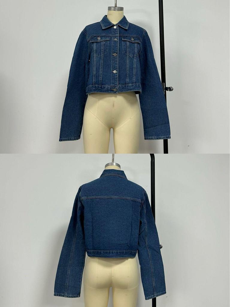 European Lapel Casual Women's Denim Jacket