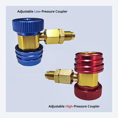 Freon R134A H/L Auto Car Quick Coupler Connector Aluminium Adapters Air Conditioning Refrigerant Adjustable AC Manifold Gauge