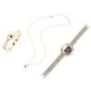 Business Style Women Watch Bracelet Necklace Set Anniversary Birthday Gift Jewelry Set Gold