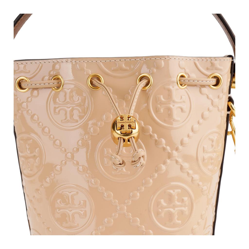 Tory Burch T Monogram Logo Drawstring Bucket Bag Women Handbags Light-Peach 154661-250