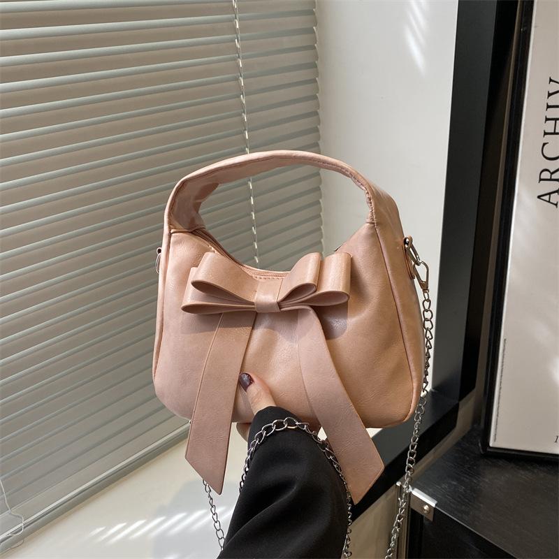 Schöne lässige süße Handtasche mit Schleife, Sommer, vielseitig, Kette, Schulter, Umhängetasche, Damen