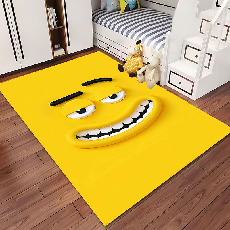 Funny Yellow Smiley Face Carpet Suitable As a Non-slip Mat for the Living Room or Bedroom Sofa