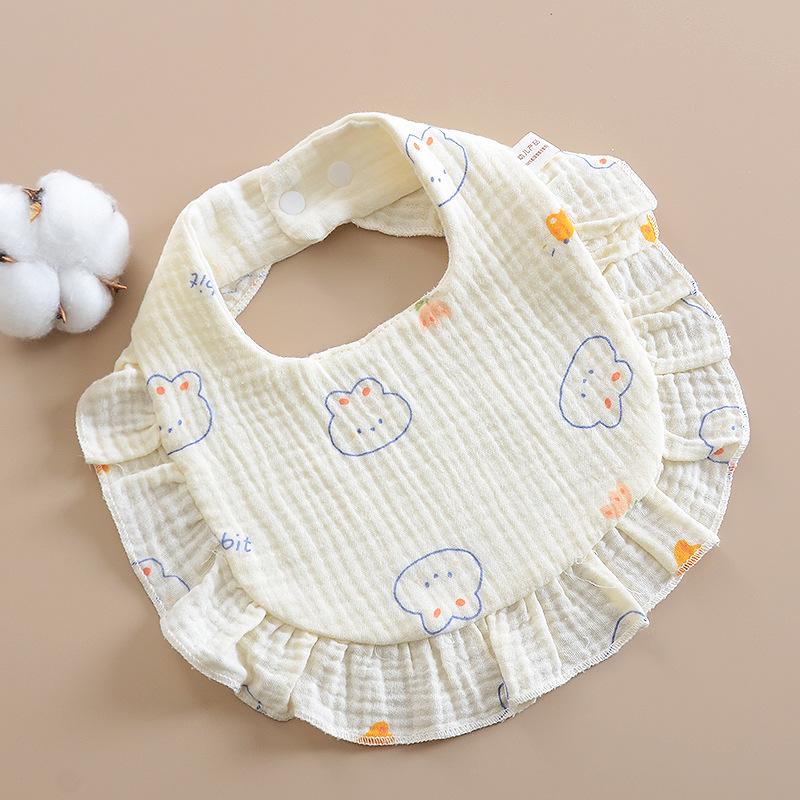 Korean Style Baby Bib: 6-Layer Pure Cotton Gauze with Lace, Cute, Soft & Absorbent