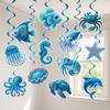 12pcs Festival Hawaiian Spiral Hanging Tag Waterproof Ocean Theme Pendant  Birthday Party Decor