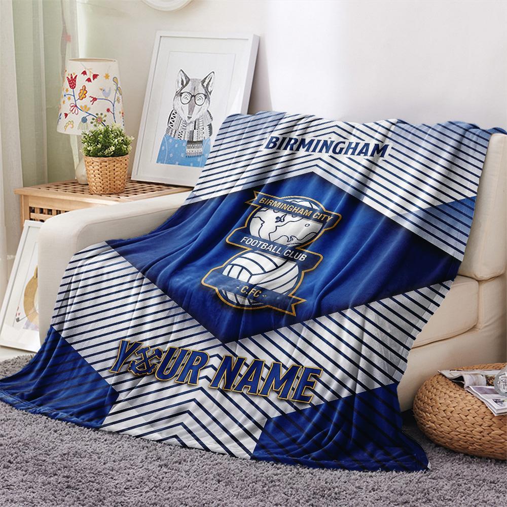 Custom Name Birmingham City Flannel Blanket, High quality Comfortable for All Seasons, Home Decor, Warmth and Comfort