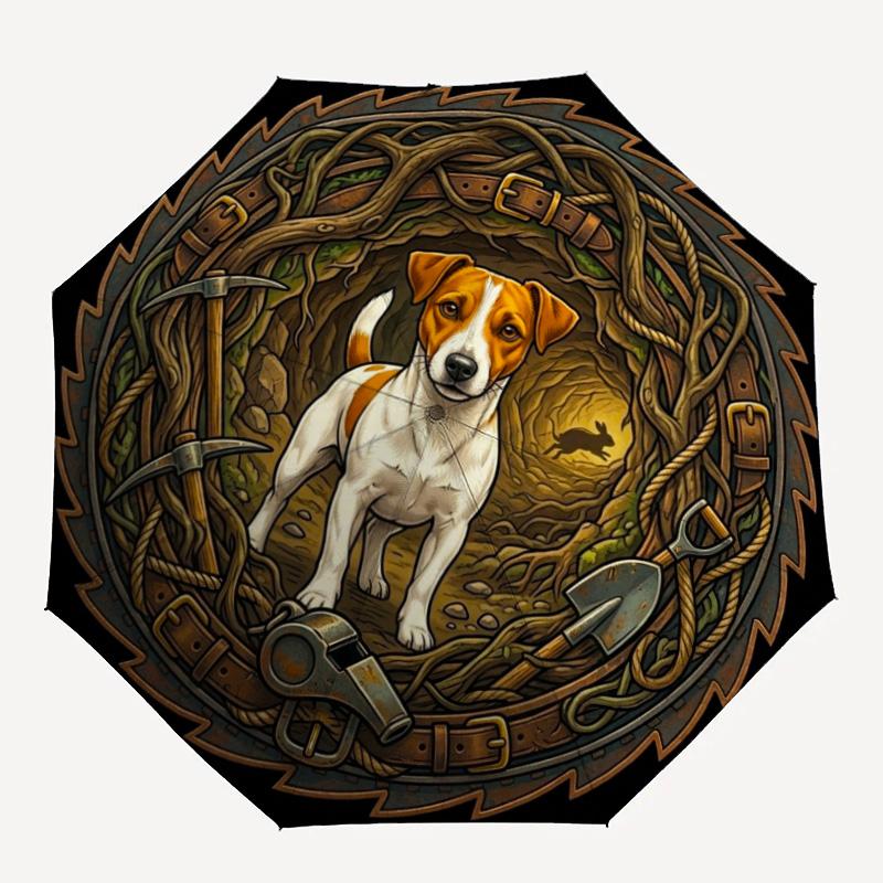 Dog Forest Emblem pattern umbrella, portable and foldable design, 8 ribs, a casual accessory for Halloween, Christmas, and birthday gifts.