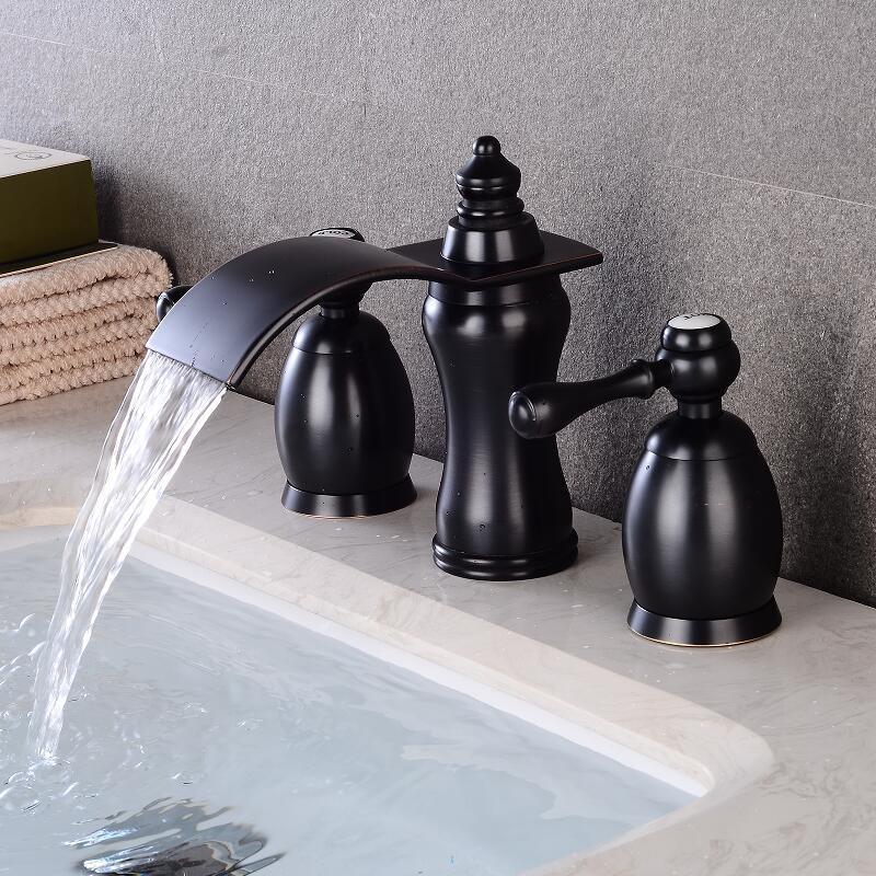 Tuqiu Brushed Gold Bathroom Basin Faucet Hot Cold Rose Gold lWater Faucet Widespread Sink Mixers Tap Deck Mount Wash Tub Fauctes