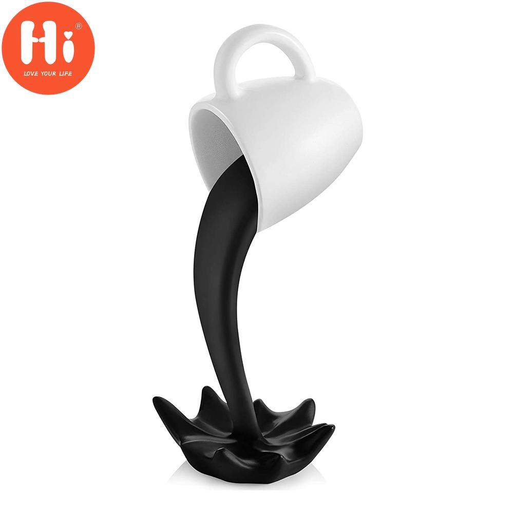 Hi Floating Coffee Cup Funny Sculpture Pouring Liquid Splash Mug 3D Art Ornaments for Office Desktop Home Kitchen Decoration