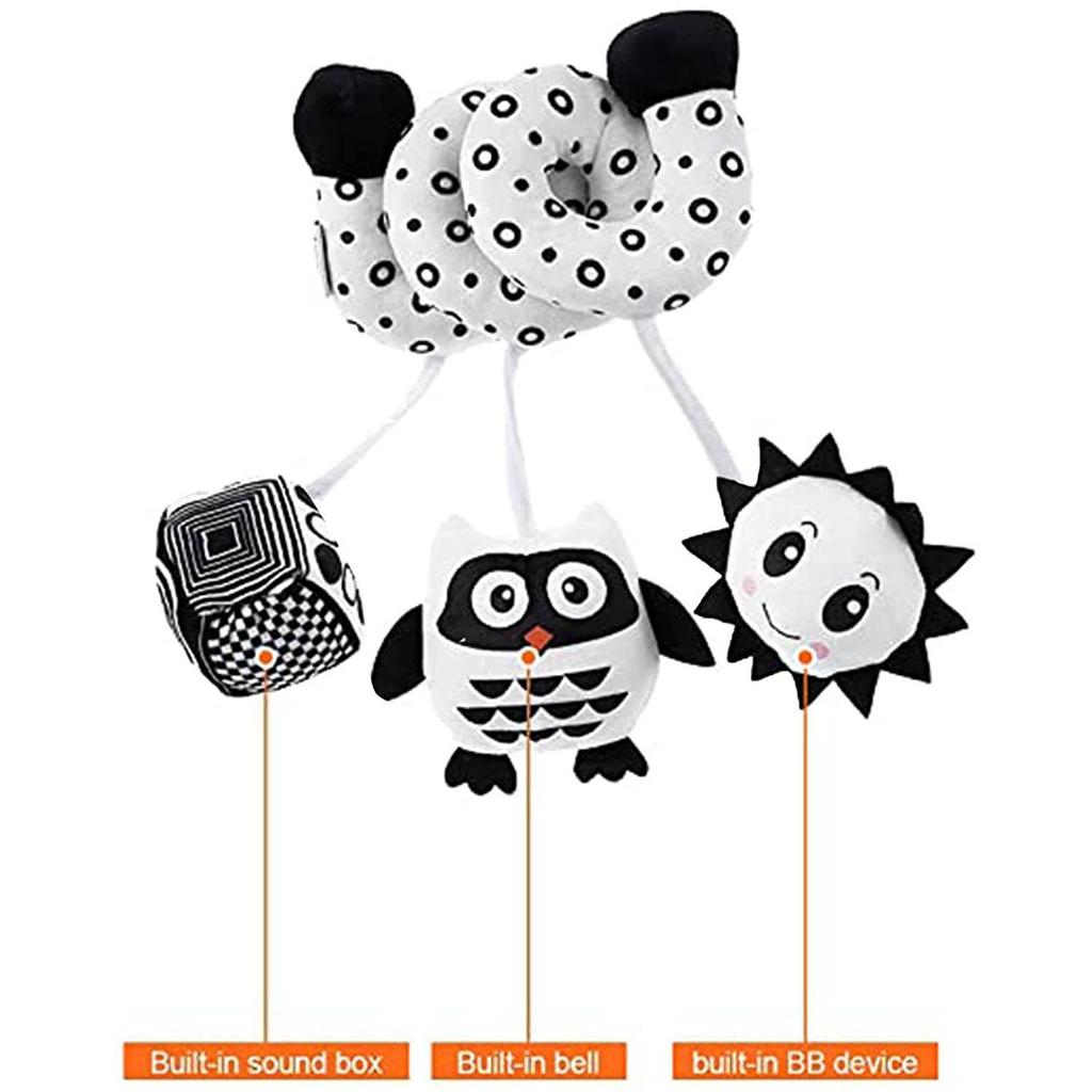 Car Seat Spiral Plush Toys, Crib Toys Spiral Activity Toy Built-in BB Device & Rattle & Sound Box, Newborn Sensory Toy Best Gift for 0 3 6 9 12 Months