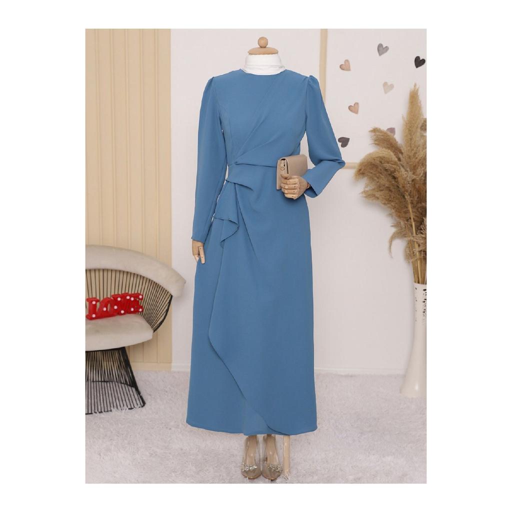 Asymmetrical Crepe Dress With Aller Front And Skirt