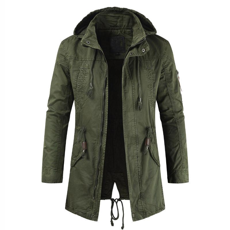 Mens Jackets Hooded Trench Outerwear Casual Solid Outdoor Coat Windbreaker Fashion Windproof Jacket Mens Clothing