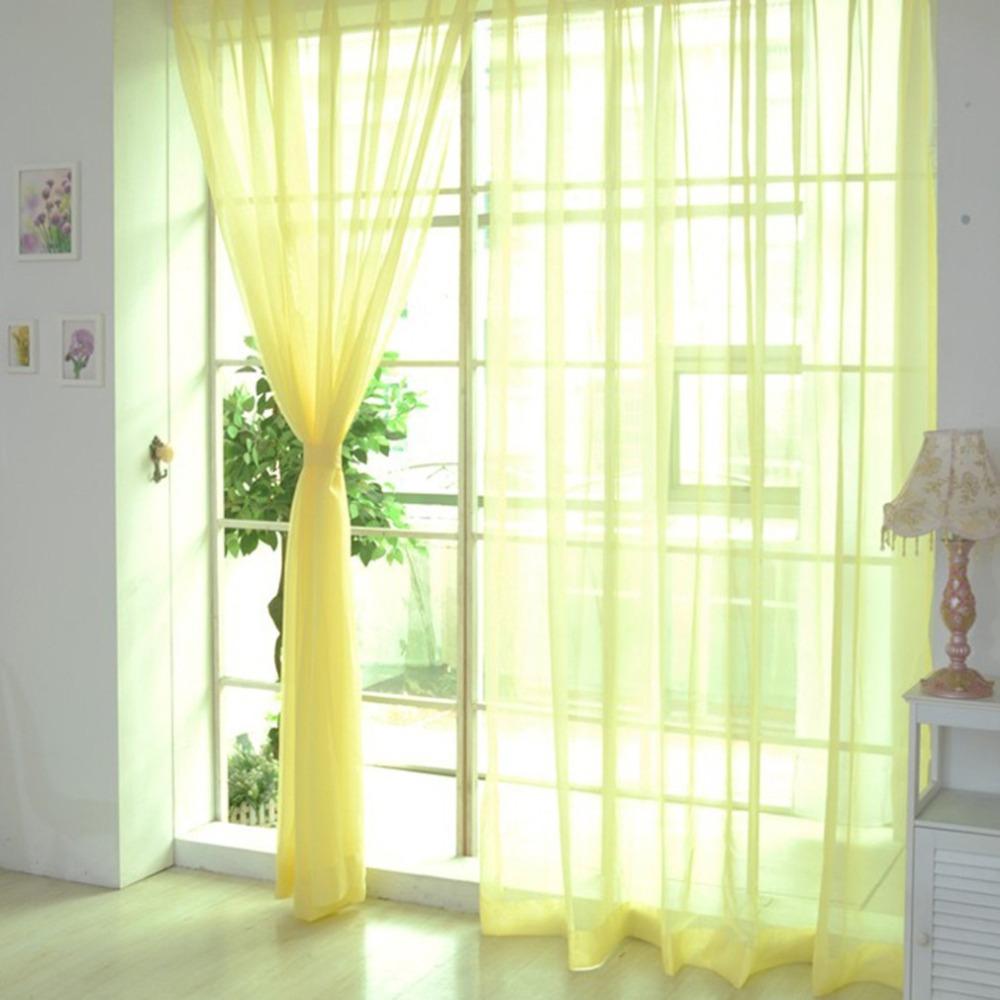 1x2M Rod Pocket Curtain Colorful Window Panel Fashion Sheer Tulle Curtains Kid Room Classroom