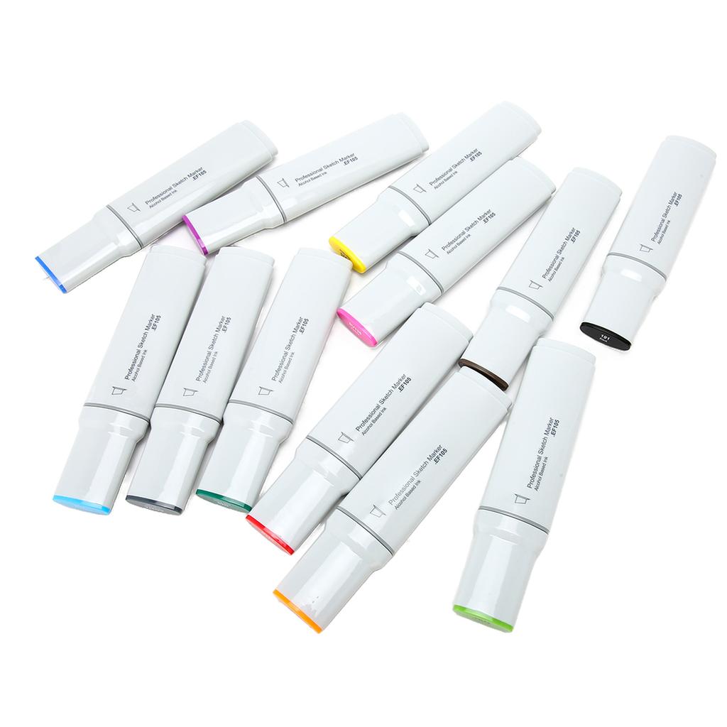 Wide Tip Markers Refillable Ink Even Inking Alcoholic Paint Marker for Paper Plastic Wood Glass 12pcs