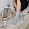 Japanese-Style Striped Slouch Socks for Women: Versatile Spring/Autumn Commuter Look, Perfect with Birkenstocks, Ideal for Students and Girls.