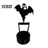 Bat Table Ornament Halloween Shadow Candle Holder, Funny Pumpkin Ghost Reaper Candlestick Decoration, Seasonal Party Supplies Metal Tea Light