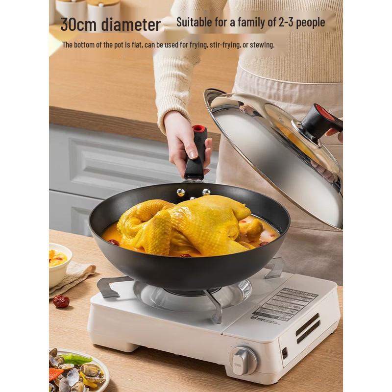 COOKER KING 30cm Non-Coated Cast Iron Wok