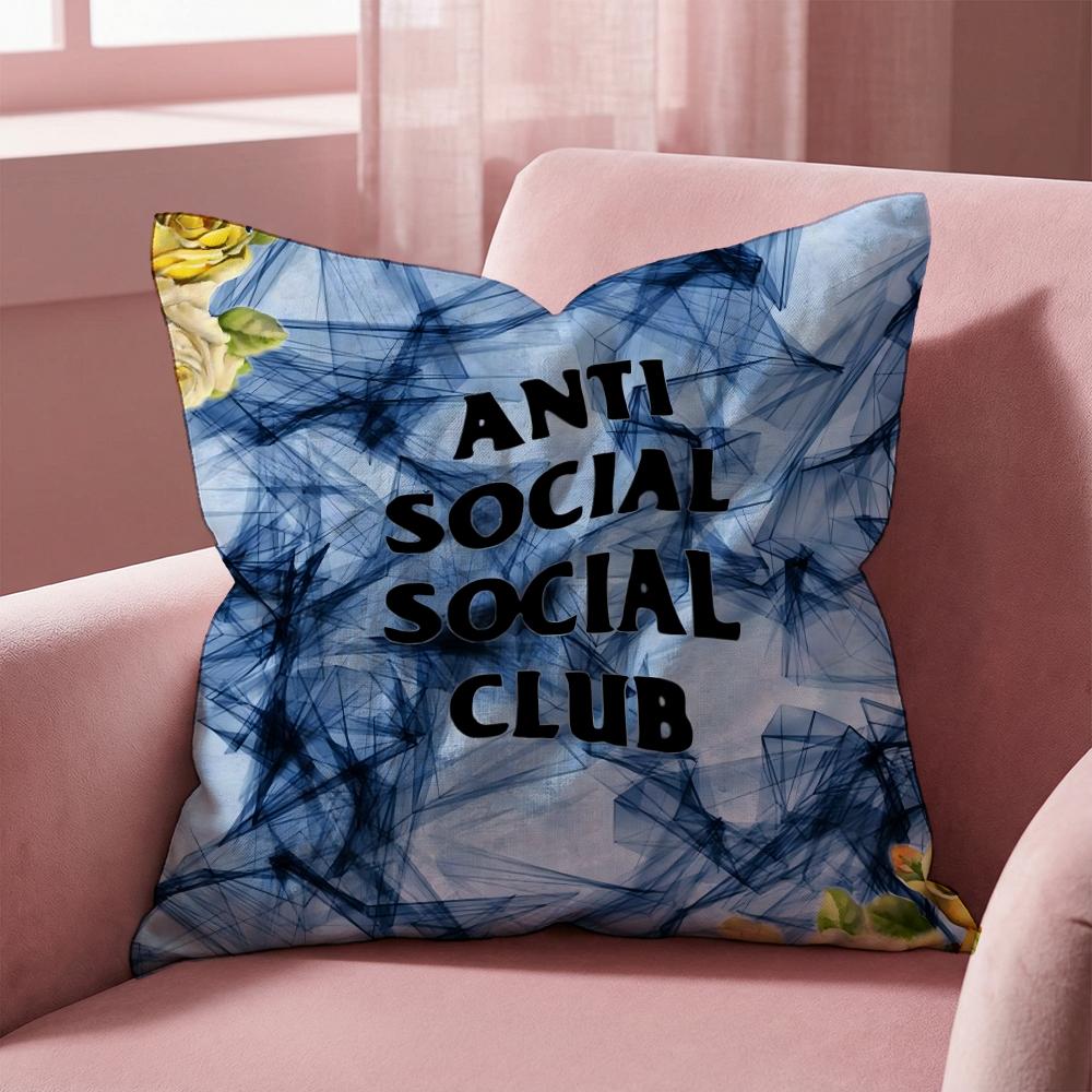 A-Anti Social Social Club Cushion Cover Multi-Scene Pillow Cover for Home & Car - Reversible, Soft & Durable for Daily Use