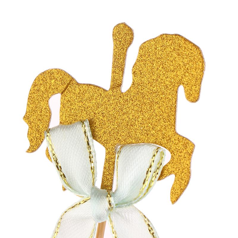 20Pcs Lovely Carousel Shape Cake Toppers Delicate Cupcake Dessert Toppers Table Decor Carousel Cake Fruit Card Insertion