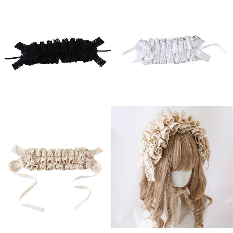 Ruffle Lace Headpiece Headband Anime Maid Cosplay Headband Lolitas Lace Flower Headwear Hair Accessories Lace Hair Band