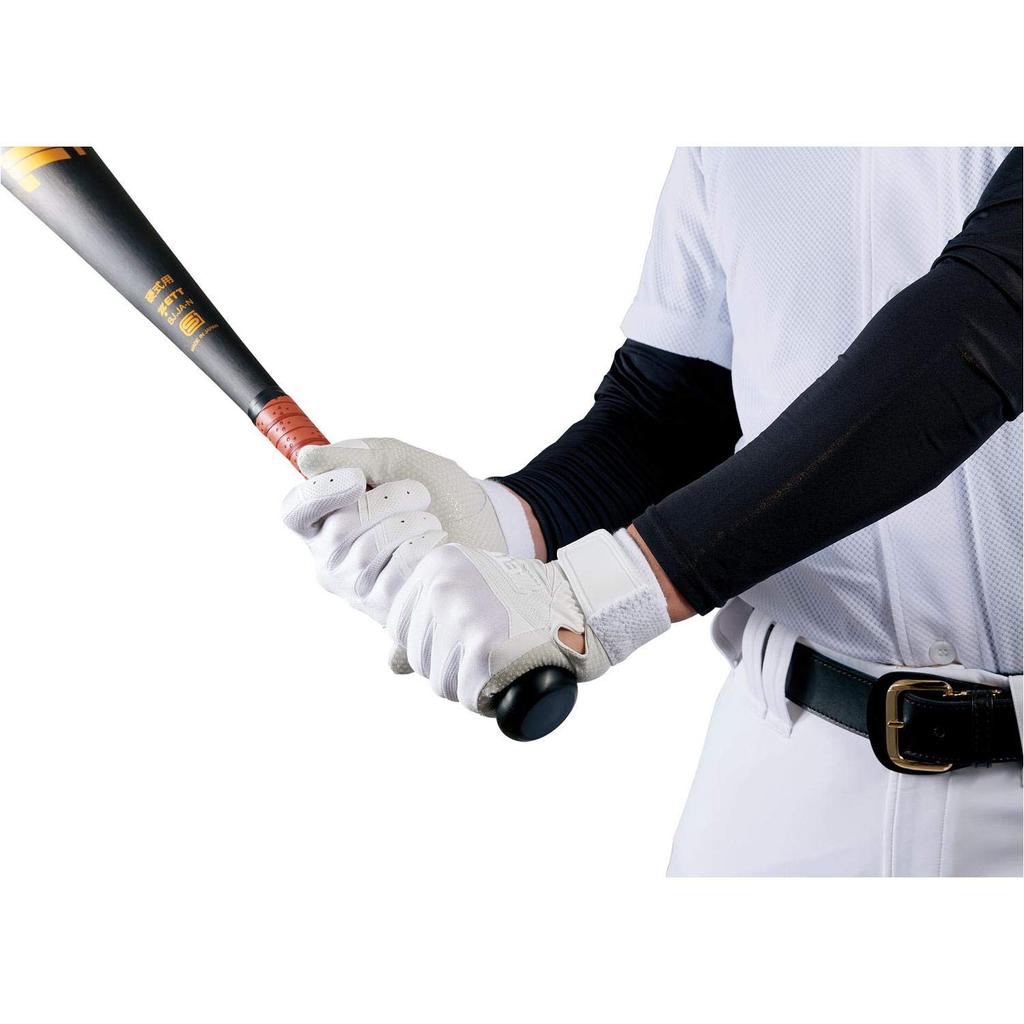 ZETT Baseball Batting High School Baseball Rules Silicone White Size M Gloves, Hand-Held, Compliant, Palm, (1100), (BG519HS)